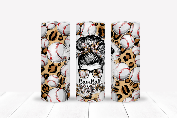 Baseball Grandma Leopard Print Tumbler, Baseball Tumbler, Personalized Tumbler, 20 oz tumbler, SS Tumbler Skinny Tumbler, Gift For Grandma