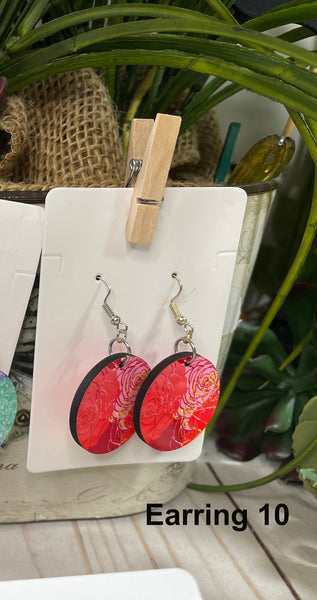 Full Color Round Earrings, Permanent Sublimation Printing on Both Sides, MDF Lightweight Earrings, Gift For Mom, Gift For Girlfriend