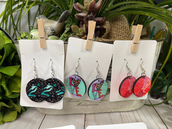 Full Color Round Earrings, Permanent Sublimation Printing on Both Sides, MDF Lightweight Earrings, Gift For Mom, Gift For Girlfriend