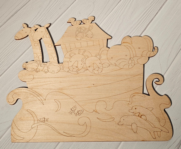 Noah's Ark Wood Cutouts, Craft Projects, Babies Cut Outs, Nursery Shower Gift, DIY, Paint Yourself, Unfinished Wood Cutout