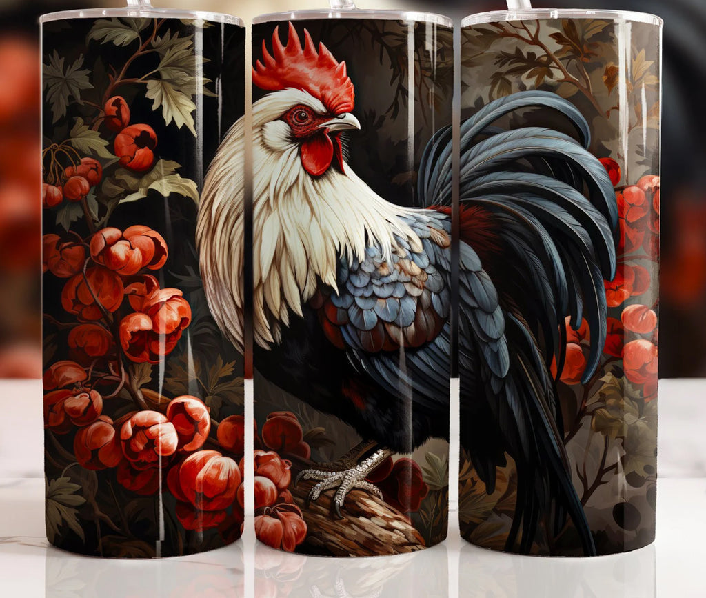 Beautiful Rooster Tumbler, Rooster Tumbler, Personalized Tumbler, 20 oz tumbler, SS Tumbler Skinny Tumbler