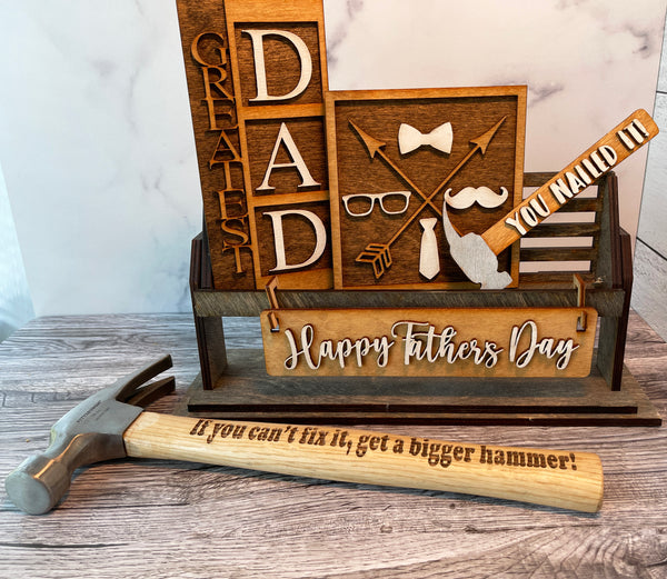 Father's Day Interchangeable Shelf Sitter, Wood Wagon, Raised Shelf, Wood Crate, Mantel Decor, Shelf Sitter, Fathers Day Decor, Home Decor