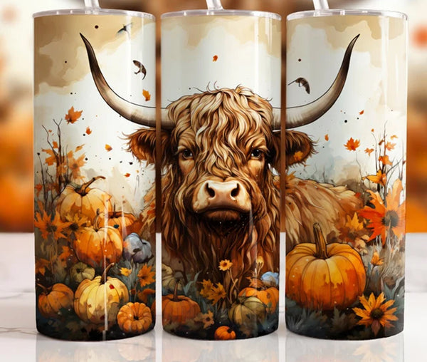 Highland Cow Tumbler, Cow Tumbler, Personalized Tumbler, 20 oz tumbler, SS Tumbler Skinny Tumbler, Gift for Cow Lovers