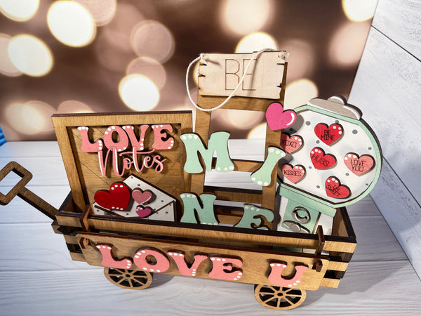 Love U - Valentines Day Shelf Sitter, Happy Valentines Day, Wood Wagon, Raised Shelf, Wood Crate, Mantel Decor, Shelf Sitter, Home Decor