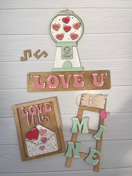 Love U - Valentines Day Shelf Sitter, Happy Valentines Day, Wood Wagon, Raised Shelf, Wood Crate, Mantel Decor, Shelf Sitter, Home Decor