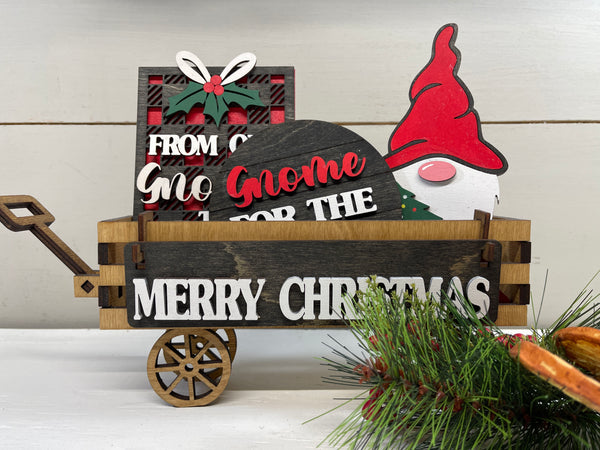 Merry Christmas Gnome Shelf Sitter, Gnome Christmas, Gnome, Wood Wagon, Raised Shelf, Wood Crate, Mantel Decor, Shelf Sitter, Home Decor