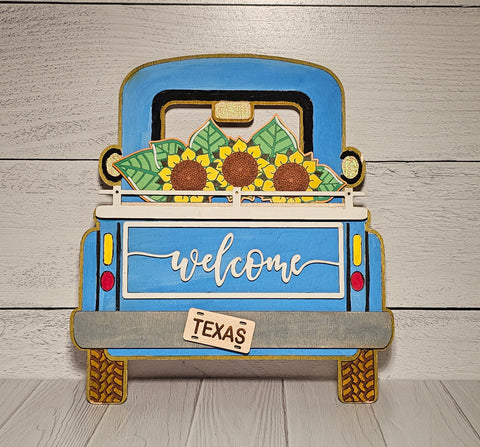 Unfinished Wood Vintage Truck Door Welcome Hanger W/12 Seasonal Interchangeable Inserts, DIY craft, girls night, paint painting party cutout