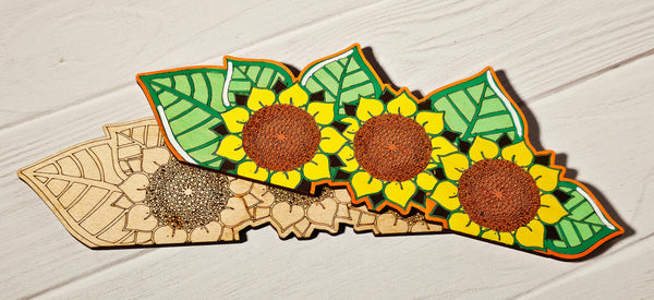 Unfinished Sunflowers Wood Cutouts, Flower Wood Cutout, Wreath Pieces, Interchangeable Pieces, Wood Inserts, Summer Insert, Floral Insert