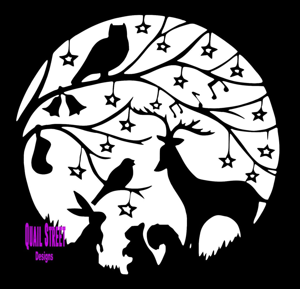 Woodland Animals Silhouette Deer Rabbit Owl Bird  - Vinyl Decal Free Ship 562