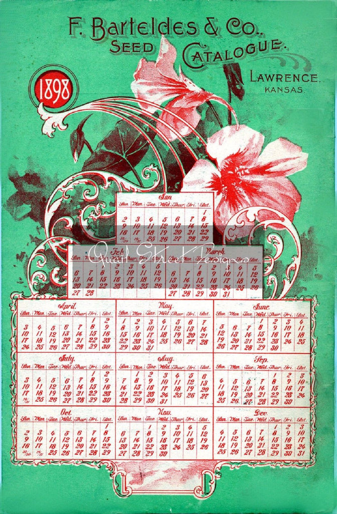 Vintage Seed Catalog - Reprint:  Back of Bartelde Plant & Seed Guide 8X10 - 1898