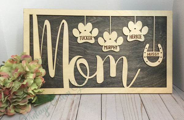 Show Mom or Grandma How Much They Are Loved - Mother's Day - Birthday Christmas Gift – Hearts Paws Flowers - Personalized 1 or More Names