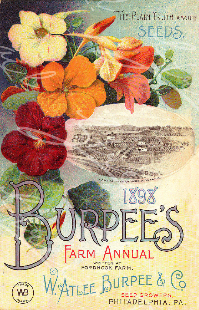 Vintage Seed Catalog - Reprint: Front Cover of Burpee's 1898 Farm Annual Plant & Seed Catalog   8X10 Print  QSDP-41