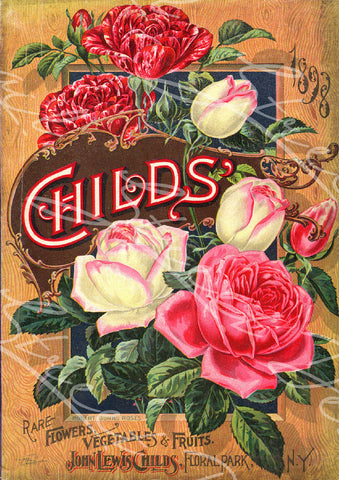 Vintage Seed Catalog - Reprint: Front Cover of 1898 Plant & Seed Catalog  Rare Flowers Vegetables and Fruit -  8X10 Print  QSDP-61