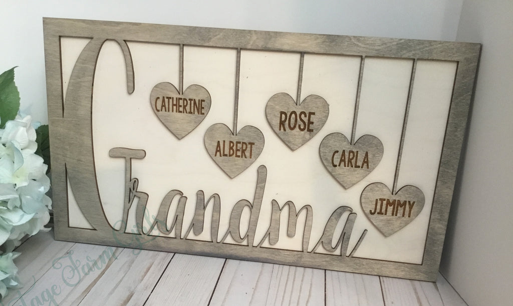 Grandma Gifts For Birthday Christmas From Grandchildren Wood Heart