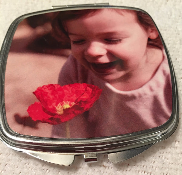 Custom Photo Square Silver Metal Compact Mirror With Your Personalized Picture!  Mother's Day, Bridal, Pet Owners, Moms, Wedding