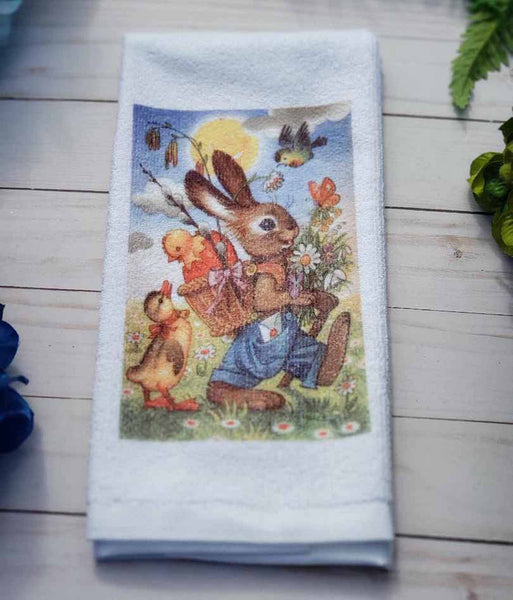 Easter Kitchen Towels - With Rabbits, Bunnies, Chicks, Ducks & More - 15" X 25" -  Kitchen Decor, Hostess Gift, Microfiber Towel