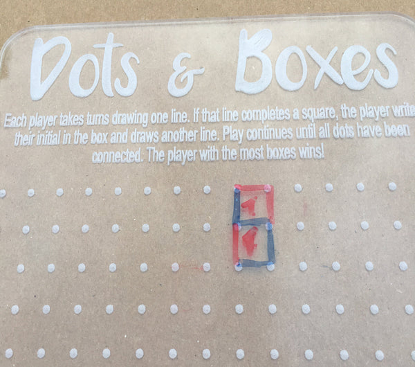 Kids' Games: Dots & Boxes and Tic Tac Toe - Acrylic dry erase  board games - kids activities, fun activities at home