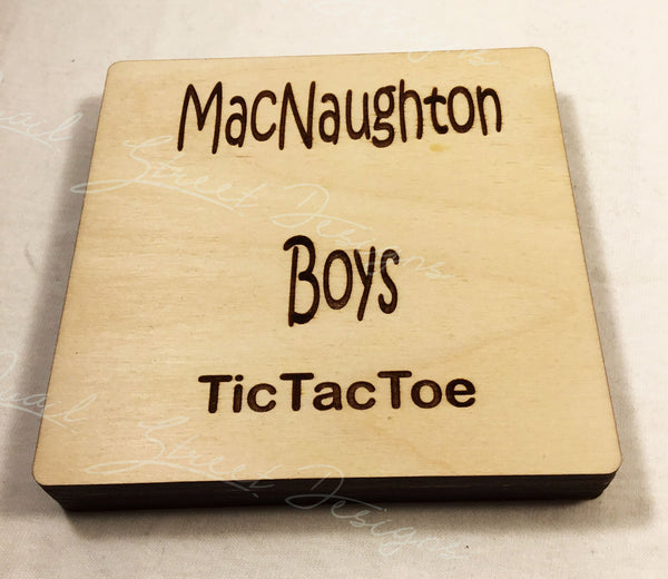 Personalized Handcrafted Wood Tic Tac Toe Game - Classic Board Game - Kids of All Ages - Made In Texas - 6" X 6" With Lid - Family Gift