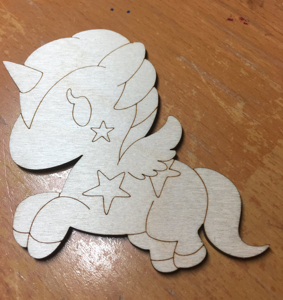 Unicorns! Magical Creature Wood Cutout, Kid Craft, Unfinished Cut Outs, Little Girl Kids Room Nursery, DIY Wood Craft, Baby Shower Activity