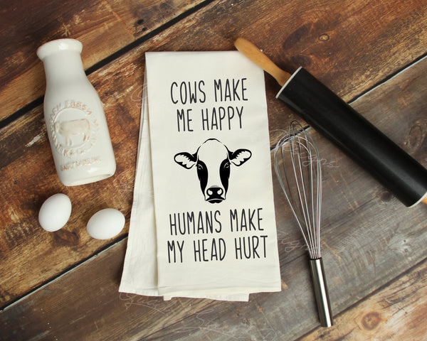 Cows Make Me Happy - Humans Make My Head Hurt - Farmhouse Funny Saving Digital Download Cut File Image SVG For Cricut Silhouette 1413