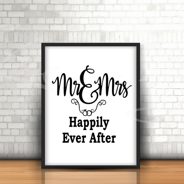 Mr & Mrs - Happily Ever After - Wedding, Marriage, Couple - Digital Download Cut File Image SVG Laser For Glowforge Cricut Silhouette 1989