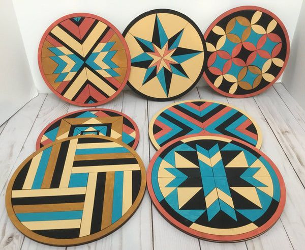 Round Wood Quilt Block Kit – Unfinished - DIY – Home Décor – Paint Painting Party – Puzzle – Paint & Assemble Yourself - Adult Craft Kit