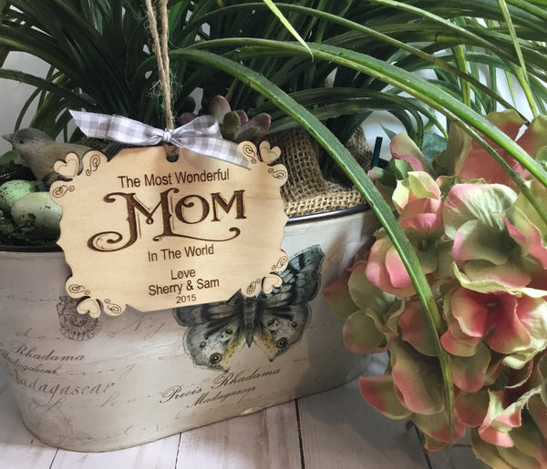 Mother's Day Gift Tags - Add to your Mother's Day Gifts with an Unique Personalized Wood Engraved Gift Tag for Mom and Grandma