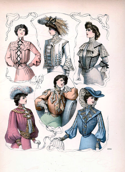 Vintage Ladies Women Fashion Prints - Dresses Gowns Victorian Clothes - Digital Download Only 6 Prints -Printable Transfers Crafts FP6-31-36