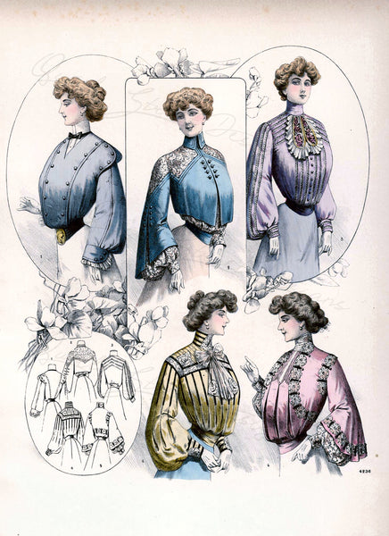 Vintage Ladies Women Fashion Prints - 6 Images - Dresses Gowns Victorian Clothing Digital Download Printable Art Transfers Crafts FP6-49-54