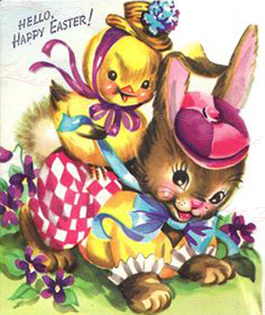 Vintage Easter Print - Reproduction from Vintage Easter Cards Chick- Download Only - Printable Wall Art - Crafts - Sublimation & more - #28