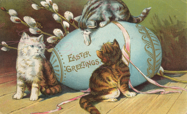 Vintage Easter Print - Reproduction from Vintage Easter Cards Cat Chicks - Download Only Printable Wall Art - Crafts Sublimation & more #35