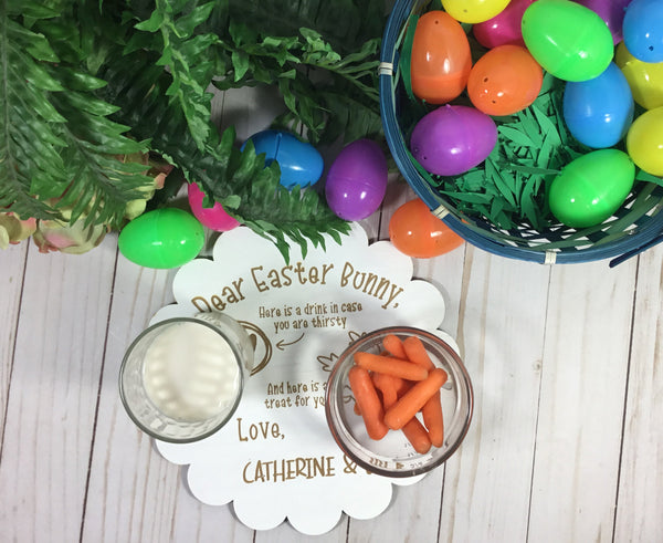 Dear Easter Bunny Plate  Personalized - Perfect way to share a treat with Easter Bunny - Laser Cut & Engraved 1/4" Wood Plate - Easy Store
