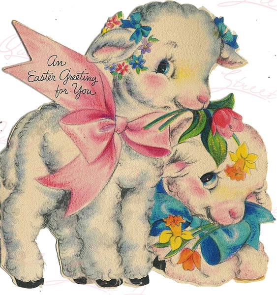 Vintage Easter Print - Reproduction from Vintage Easter Cards Lambs - Download Only Printable Wall Art Crafts Sublimation & more #5
