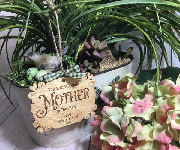 Mother's Day Gift Tags - Add to your Mother's Day Gifts with an Unique Personalized Wood Engraved Gift Tag for Mom and Grandma