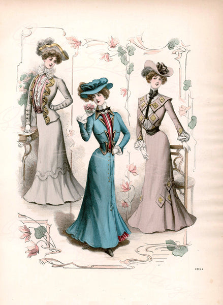 Vintage Ladies Women Fashion Prints - Dresses Gowns Victorian Clothes - Digital Download Only 6 Prints -Printable Transfers Crafts FP6-19-24