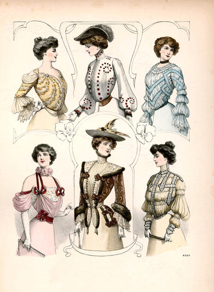 Vintage Ladies Women Fashion Prints - Dresses Gowns Victorian Clothes - Digital Download Only 6 Prints -Printable Transfers Crafts FP6-31-36