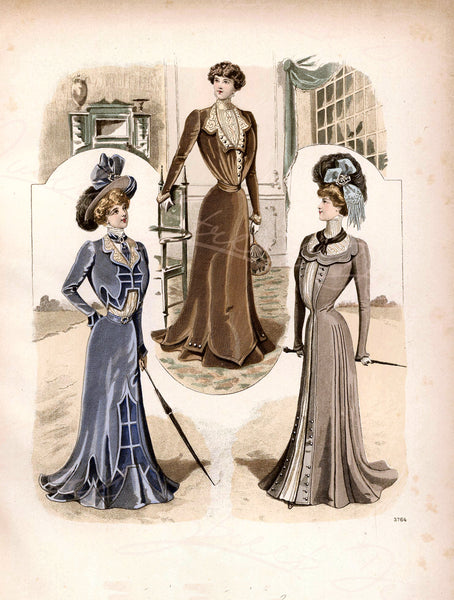 Vintage Ladies Women Fashion Prints - 6 Images - Dresses Gowns Victorian Clothing Digital Download Printable Art Transfers Crafts FP6-7-12