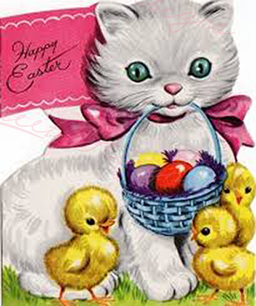 Vintage Easter Print - Reproduction from Vintage Easter Cards Chick- Download Only - Printable Wall Art - Crafts - Sublimation & more - #29