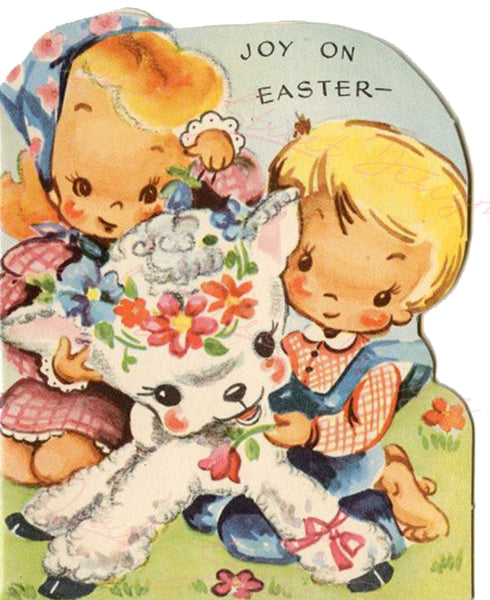 Vintage Easter Print - Reproduction from Vintage Easter Cards Boy and Girl  - Download Only Printable Wall Art Crafts Sublimation & more #8