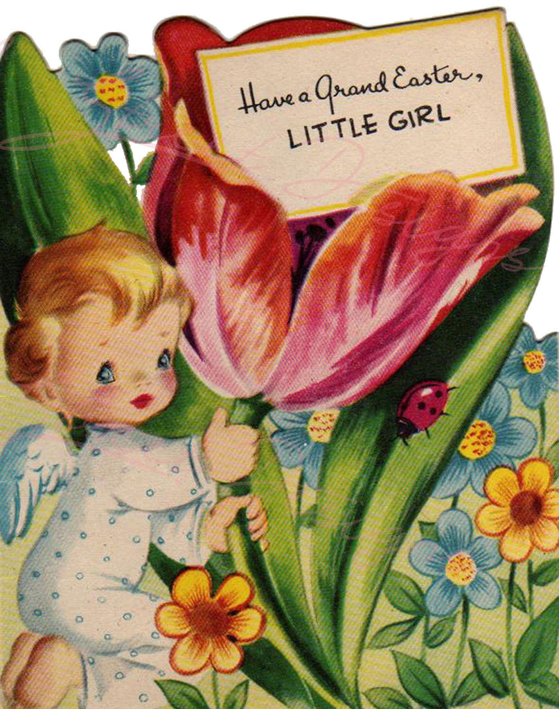 Vintage Easter Print - Reproduction from Vintage Easter Cards Girl  - Download Only Printable Wall Art Crafts Sublimation & more #12