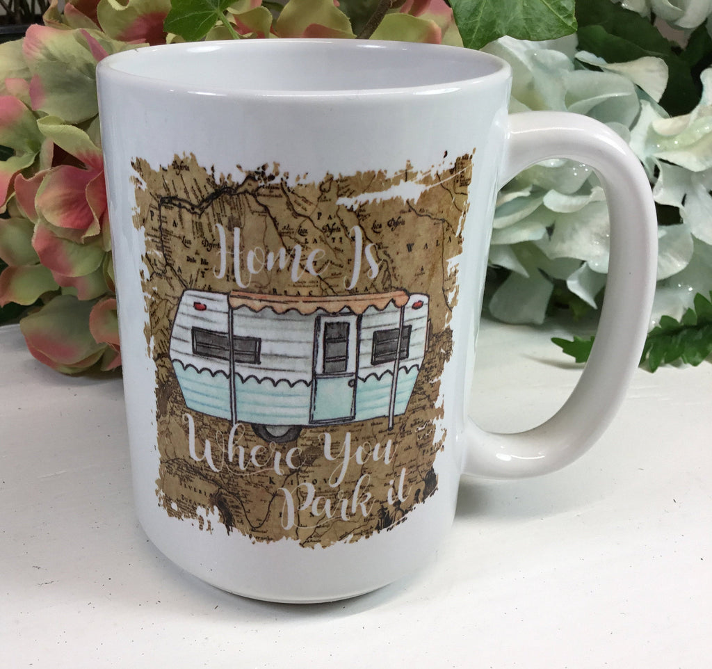 Funny Vintage RV Camper Camping Coffee Cups 11 or 15 Ounce Ceramic