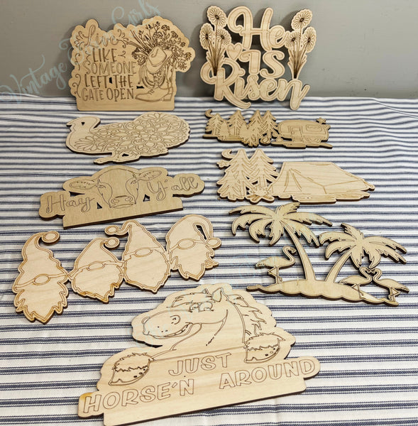 Even More - Unfinished Inserts Interchangeable for Unfinished Wood Vintage Truck Door Welcome Hanger Inserts DIY craft painting party cutout