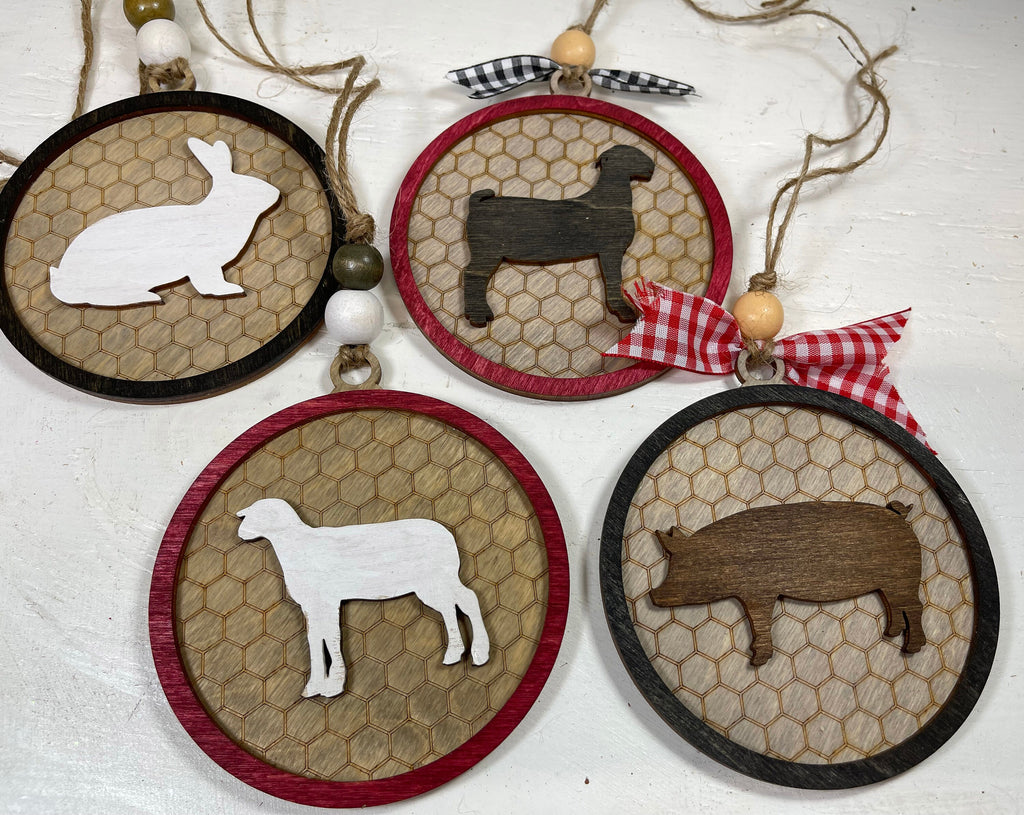 Farmhouse Christmas Ornaments Embellished, Farm Animal Ornaments, Cow, –  Quail Street Designs