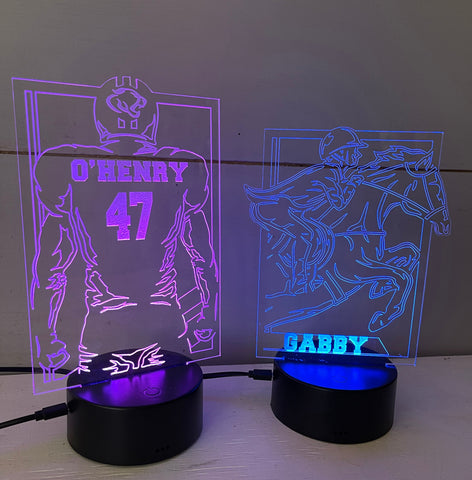 Personalized Sports Acrylic LED Light, Night Light, Gift For Teenager or Kids, High School Sports, Sports, Gift For Athlete, Custom Gift