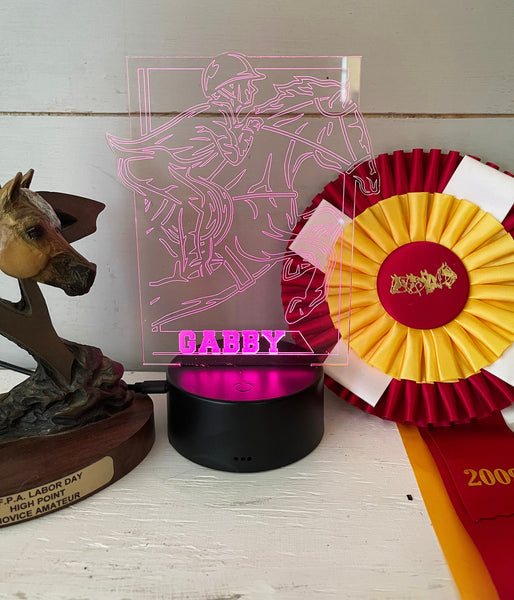 Personalized Equestrian Acrylic LED Light, Custom Hunter Jumper Light, Night Light, Gift For Girl, Sports, Gift For Horse Lover, Custom Gift