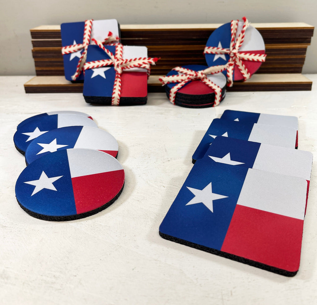 Texas Drink Coaster, Texas Gift, Table Coasters, Set of 4 Coasters, Texas Flag Coasters, Coaster Set, Texan, Texas Coaster Set, Neoprene