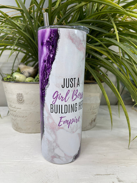 Just A Girl Building Her Empire, Stainless Steel 20 oz Skinny Tumbler, Gift for Boss, Gift for Co-Worker