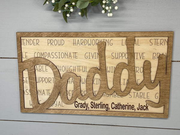 Personalized Father's Day Gift, Fathers Day Gift From Kids, Fathers Day, Father's Day Gift For Grandpa, Customized Father's Gift, Wood Sign