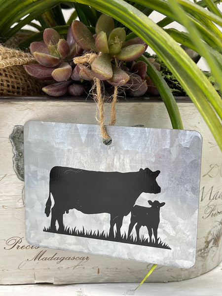 Farm Animals Galvanized Ornaments - Cow, Steer, Heifer, Cow & Calf, Chicken, Rooster, Hen, Lamb, Goat, Pig, Galvanized Tag, Jar Decoration