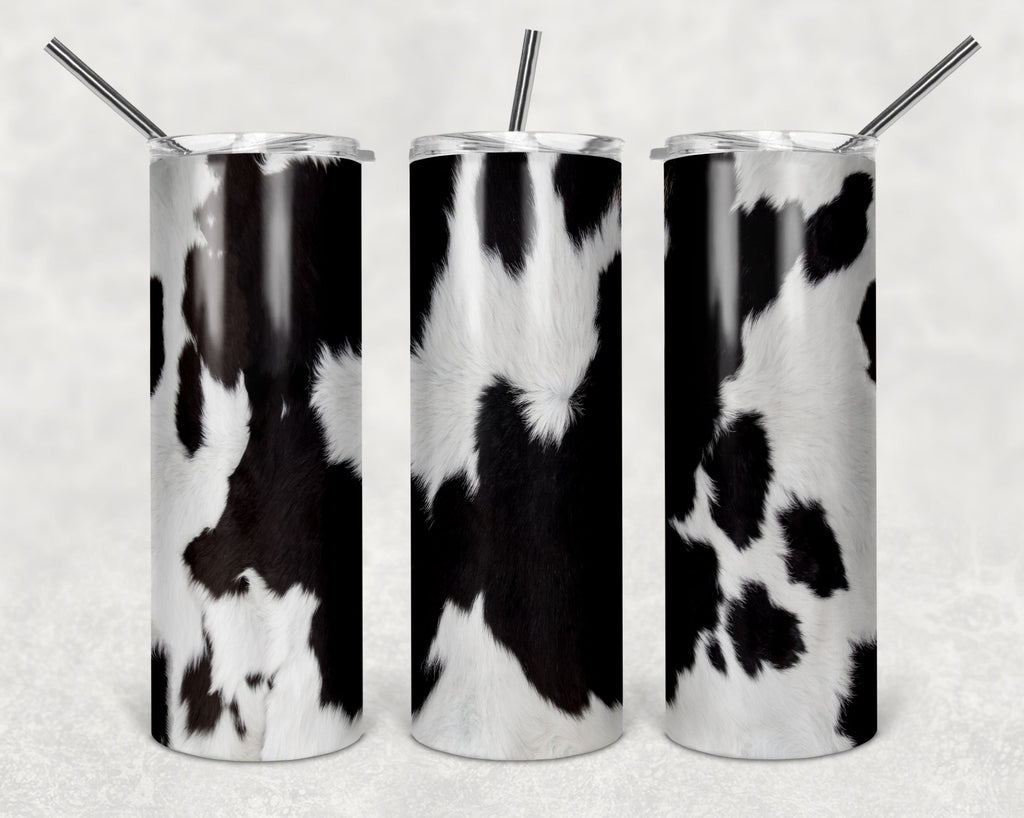 Black Cow Print Stainless Steel 20oz Tumbler – Little Kiwi Creations